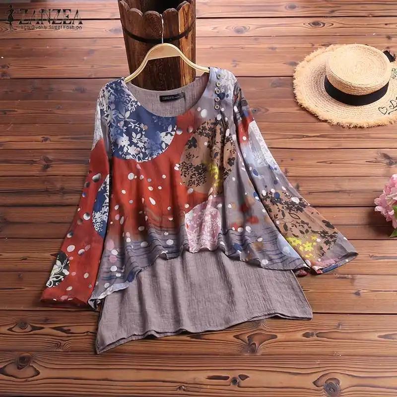 ZANZEA Women Vintage Floral Printed Shirt Linen Blouse Summer Long Sleeve Patchwork Blusas Femininas Tunic Tops Robe Femme 5XL
ZANZEA Women Vintage Floral Printed Shirt Linen Blouse Summer Long Sleeve Patchwork Blusas Femininas Tunic Tops Robe Femme 5XL