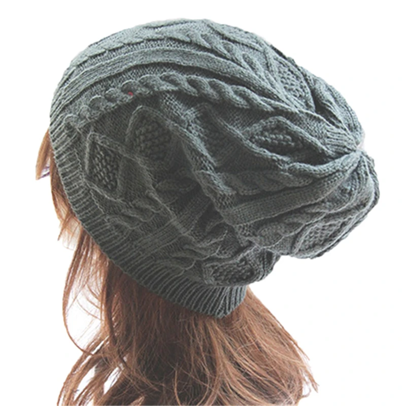 

Fashion Male Lady Women's Knit Winter Warm Crochet Hat Braided Baggy Beret Beanie Cap For Women