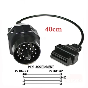 20pin Adapter Tool cable For bmw 20 pin Male TO 16PIN Female OBD2 Cable Car Auto Diagnostic Connector
20pin Adapter Tool cable For bmw 20 pin Male TO 16PIN Female OBD2 Cable Car Auto Diagnostic Connector