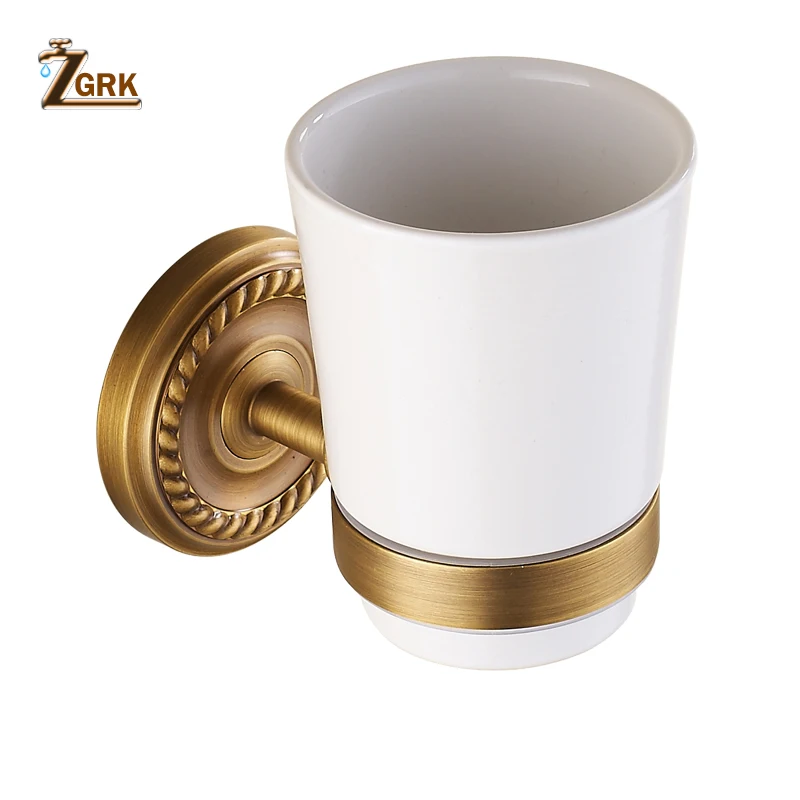 ZGRK Antique Brass Single-Cup Holder Wall Mounted Toothbrush Holder Bathroom Accessories Ceramics Cup 9612-MH
ZGRK Antique Brass Single-Cup Holder Wall Mounted Toothbrush Holder Bathroom Accessories Ceramics Cup 9612-MH