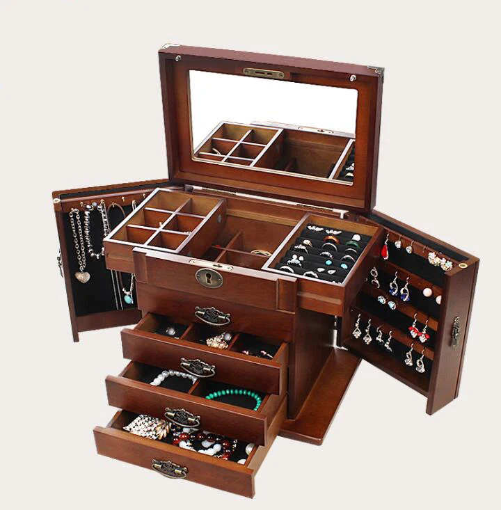 Jewelry box with lock real wooden Princess European retro multifunctional collection box wedding gift box storage box organizer
Jewelry box with lock real wooden Princess European retro multifunctional collection box wedding gift box storage box organizer