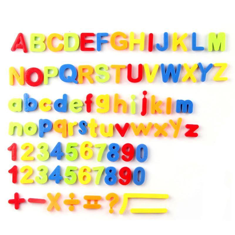 Magnetic English Letters Upper Case & Lower Case, Numbers, 7 Math Signs ,Magnetic Stickers, Fridge Stickers, 80pcs