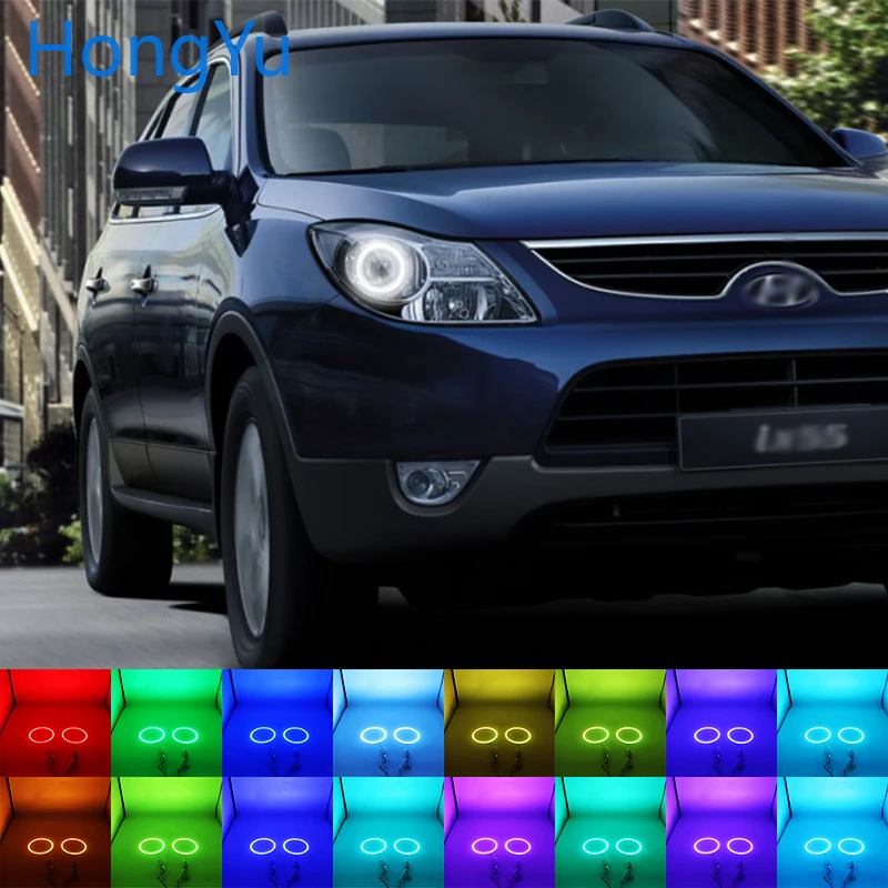 Фара многоцветная RGB LED Angel Eyes Halo Ring Eye DRL RF пульт дистанционного управления для Hyundai