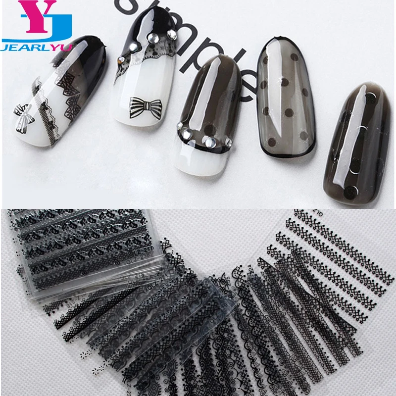 New Arrive 30 Sheet Nail Art Decorations Stickers Black 3D Lace Designs Ongles Materiel Nail Polish Sexy Nail Products Women DIY
New Arrive 30 Sheet Nail Art Decorations Stickers Black 3D Lace Designs Ongles Materiel Nail Polish Sexy Nail Products Women DIY