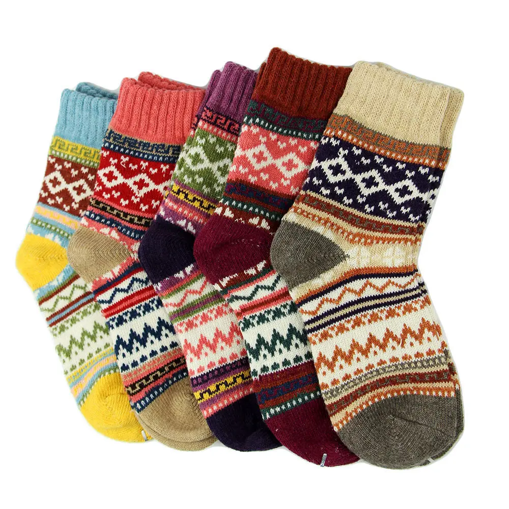 Fashion Women Girls Wool Warm Soft Thick Casual Multicolored Socks Winter Printed Knitted Socks
Fashion Women Girls Wool Warm Soft Thick Casual Multicolored Socks Winter Printed Knitted Socks