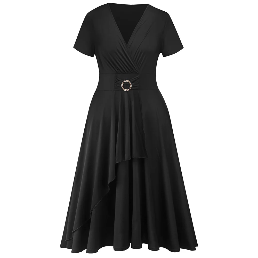 Joineles Plus Size 5XL Women Vintage Dress Black Solid Short Sleeve High Waist Pin Up Dress Casual Summer Dresses Vestidos Mujer
Joineles Plus Size 5XL Women Vintage Dress Black Solid Short Sleeve High Waist Pin Up Dress Casual Summer Dresses Vestidos Mujer