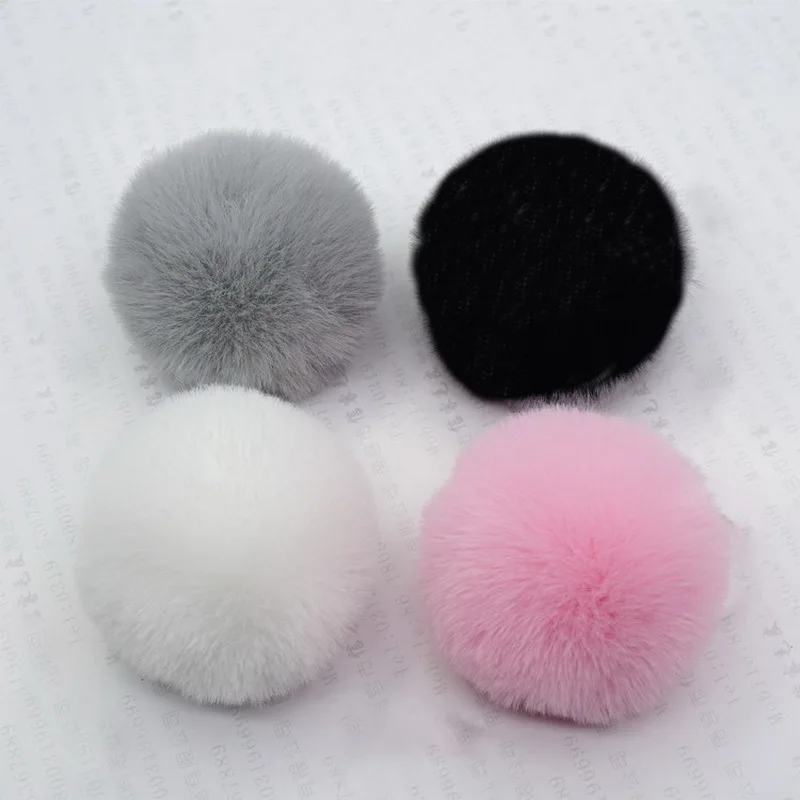 

Pompon Ball Faux Fur RABBIT Pompom fluffy Soft 6cm Pom Poms for Hair Bobbles Bows Accessories Keychain Bag Charms 50pcs GR152