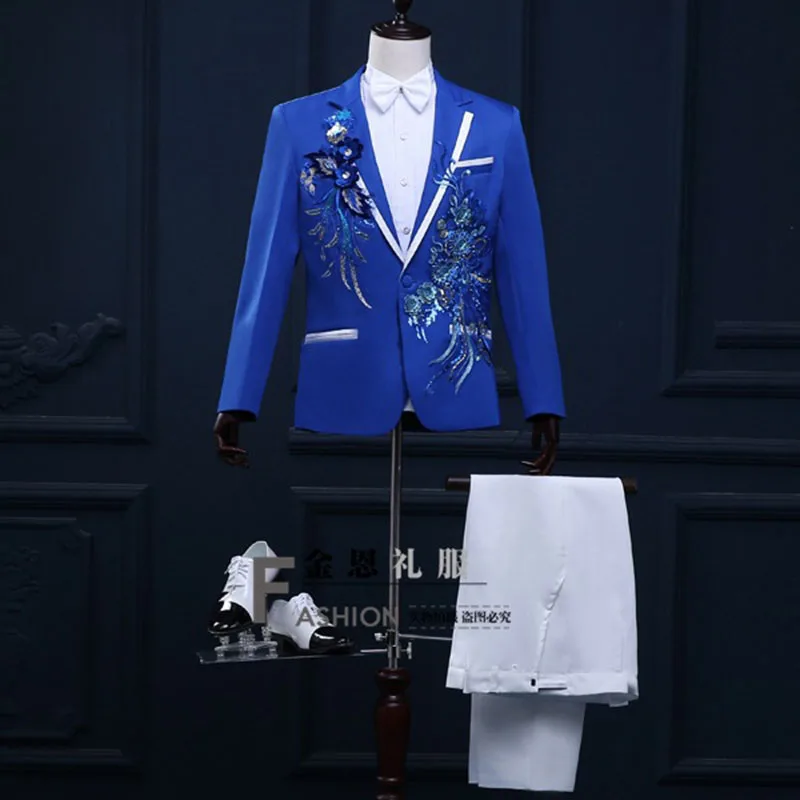 Hot Sale 2017 Men's Long Sleeves Sequins Stage Performance Costumes Red/White/Blue/Black Slim Singer Suit/Blazer Costumes
Hot Sale 2017 Men's Long Sleeves Sequins Stage Performance Costumes Red/White/Blue/Black Slim Singer Suit/Blazer Costumes