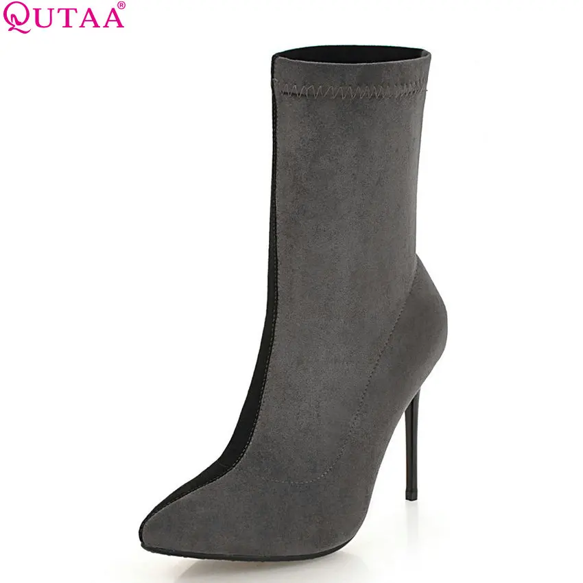 QUTAA 2019 Women Mid Calf Boots Fashion Sexy Thin High Heel Elegant Pointed Toe All Match Winter Shoes Women Boots Size 34-43
QUTAA 2019 Women Mid Calf Boots Fashion Sexy Thin High Heel Elegant Pointed Toe All Match Winter Shoes Women Boots Size 34-43