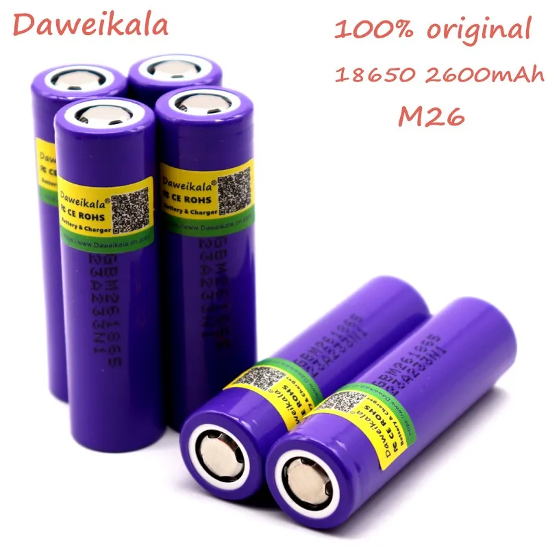 

100% original Rechargeable battery 18650 2600mah 10A ICR18650 M26 2600mAh 3.7v charge 18650 for flashlight power bank