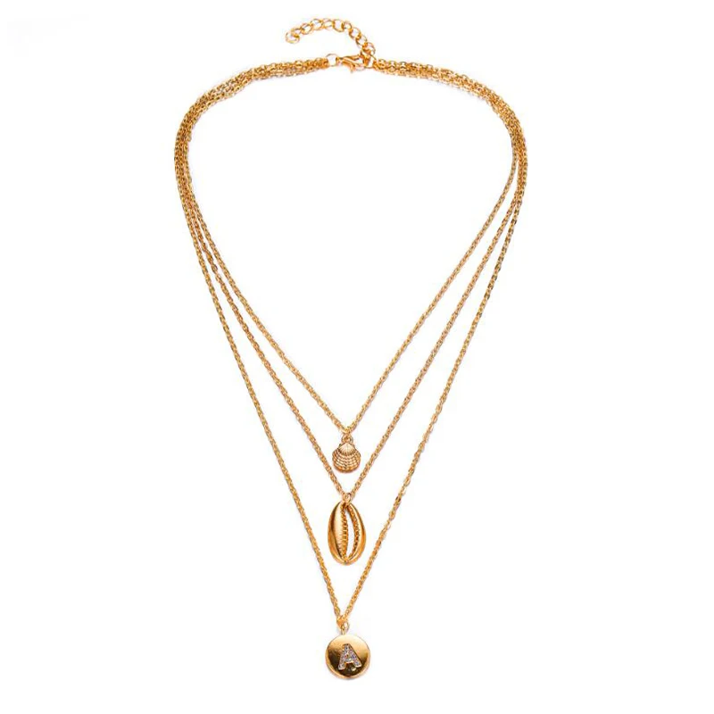 New Bohemian Shell Multi Layer Necklaces for Women Crystal Letter Alphabet A Pendant Gold Chain Long Necklace Jewelry B18227
New Bohemian Shell Multi Layer Necklaces for Women Crystal Letter Alphabet A Pendant Gold Chain Long Necklace Jewelry B18227