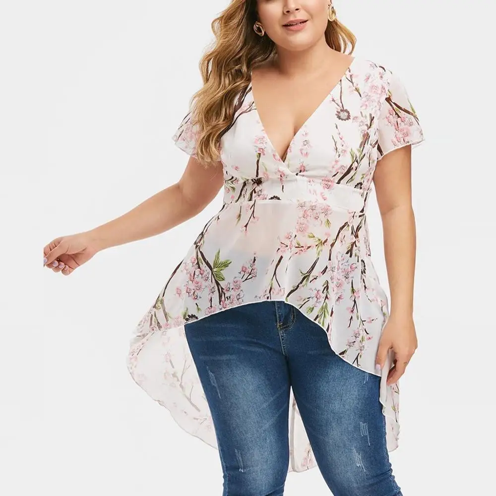 Women's Plus Size 5XL Blouses Casual V-neck Short-Sleeved Summer Tops Asymmetric Printed Ladies Blouse bluzki damskie letnie #3F
Women's Plus Size 5XL Blouses Casual V-neck Short-Sleeved Summer Tops Asymmetric Printed Ladies Blouse bluzki damskie letnie #3F