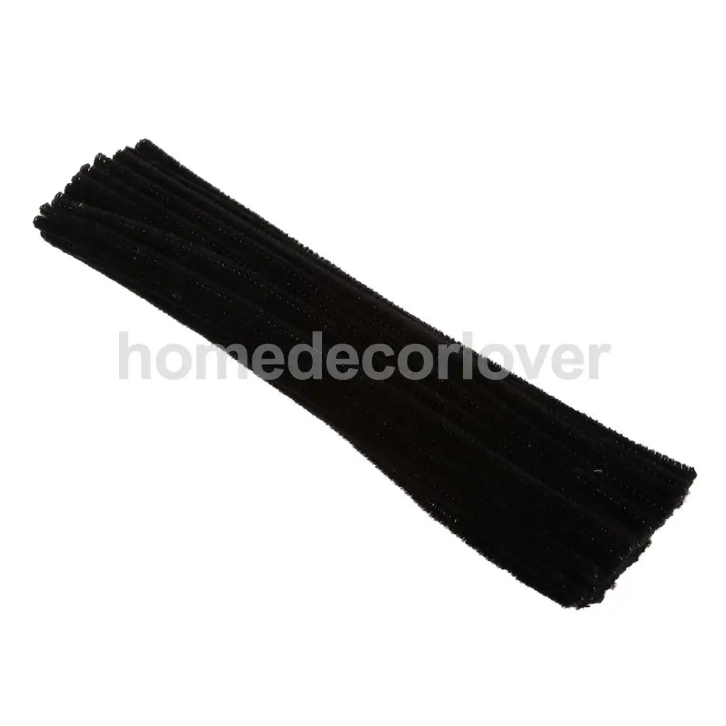100 Pieces Chenille Stems Pipe Cleaners Kids Craft Twist Rods White & Black