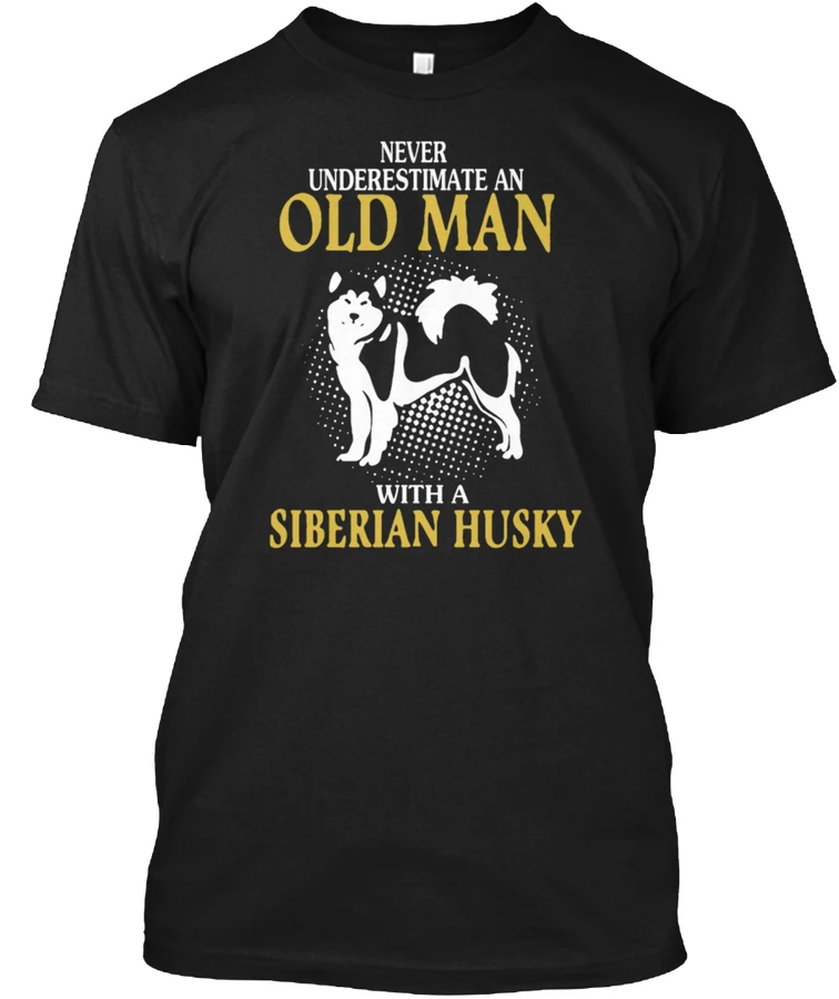 Старик с Сибирский хаски Фото футболки Для мужчин и женщин круглый вырез большой