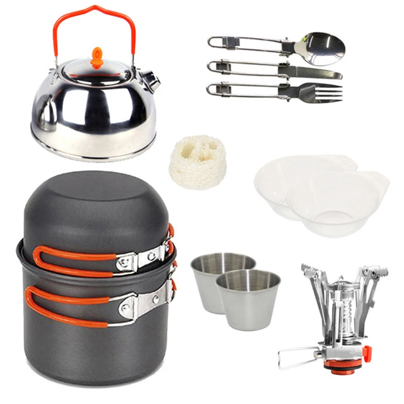 Outdoor Camping Cookware Cooking Set Tableware Stainless Steel Cup Pot Teapot Folding Knife Fork Spoon Stoves Picnic Survival
Outdoor Camping Cookware Cooking Set Tableware Stainless Steel Cup Pot Teapot Folding Knife Fork Spoon Stoves Picnic Survival