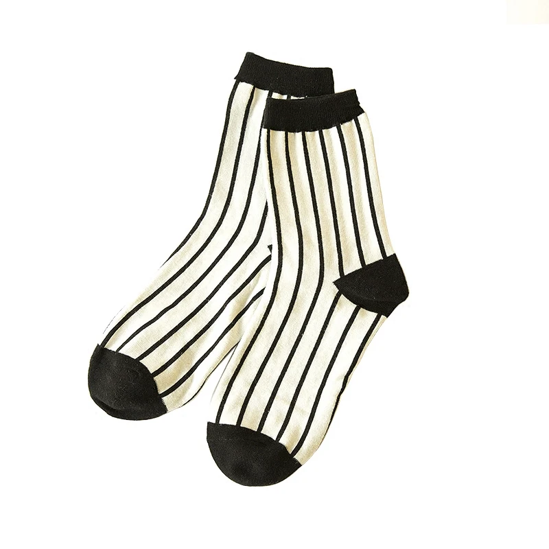 Женские классические клетчатые носки Харадзюку из хлопка Винтажные белые черные