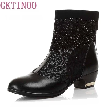 High Quality Women Boots Genuine Leather Ankle Boots Lace Summer Boots Square High Heel Women's Shoes
High Quality Women Boots Genuine Leather Ankle Boots Lace Summer Boots Square High Heel Women's Shoes