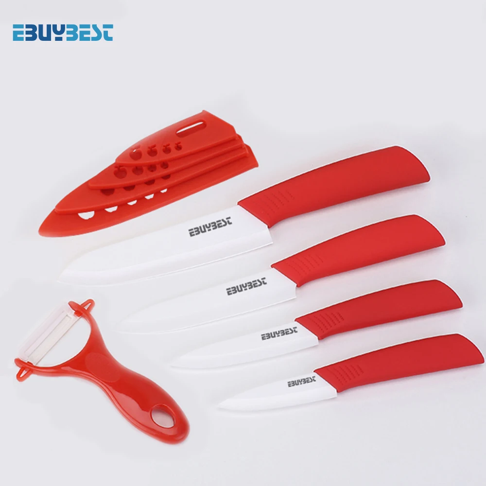 

Kitchen Knives Cook Set Ceramic Knives 3" 4" 5" 6" inch + Peeler Zirconia White Blade Paring Fruit Vege Chef Knife Kitchen Tools