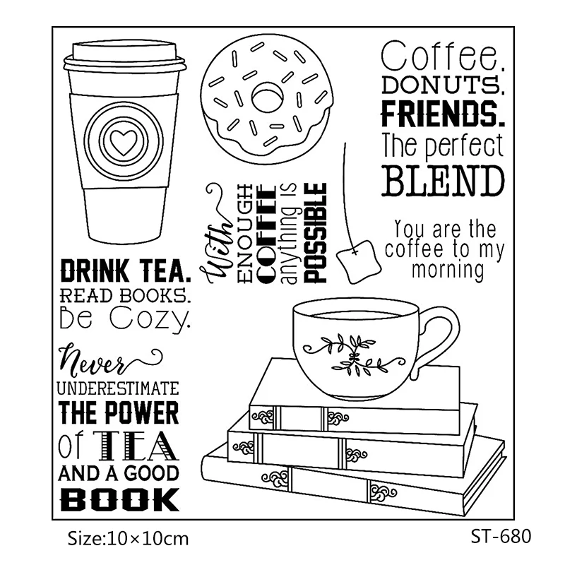 

AZSG Coffee Cookies and reading style Clear Stamps/Seal For DIY Scrapbooking/Card Making/Album Decorative Rubber Stamp Crafts