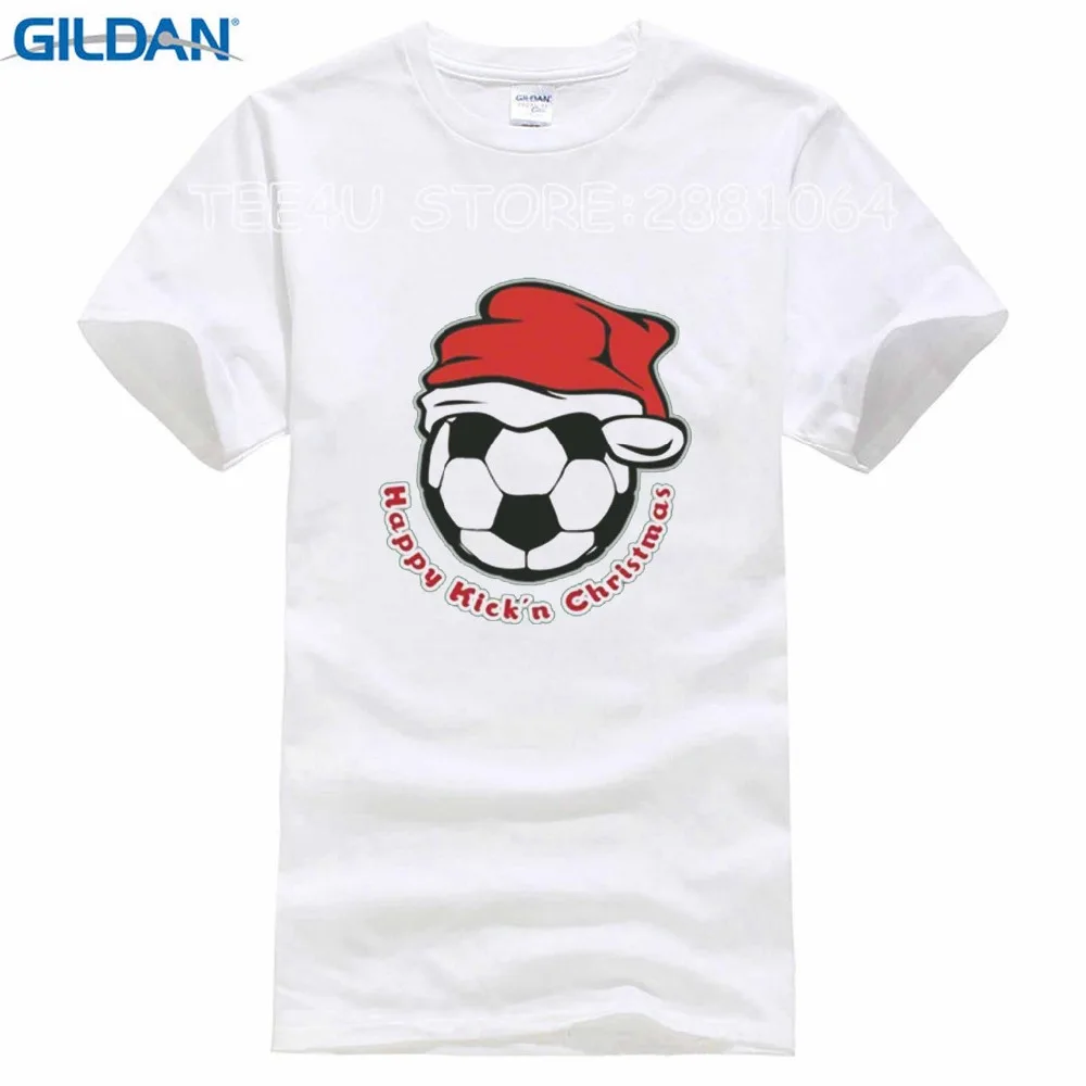 Image Gildan Tee4U Tops Tees 100% Cotton Short Sleeve Men Printing Machine Happy Kick N Christmas Soccer O Neck T Shirts