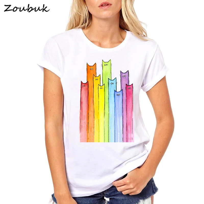 harajuku rainbow of cats design t shirt women watercolor print white tee 90s kawaii shirt femme summer casual plus size tops
harajuku rainbow of cats design t shirt women watercolor print white tee 90s kawaii shirt femme summer casual plus size tops