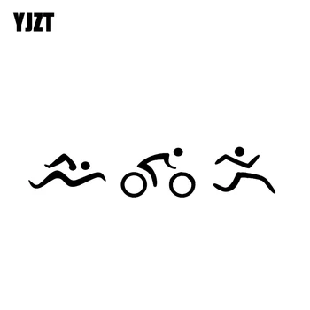 

YJZT 14.3*2.9CM Coolest Triathlon Swim Cycling Run Unique Silhouette Car Sticker Vinyl Decor Graphic Black Silver C12-0660