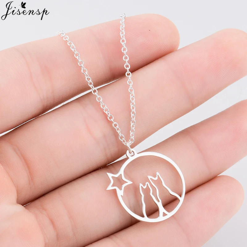 Jisensp Simple Cute Animal Pendant Moon Cat Necklace Accessories Women Fashion Hollow Tiny Star Necklace Collier Female Gift
Jisensp Simple Cute Animal Pendant Moon Cat Necklace Accessories Women Fashion Hollow Tiny Star Necklace Collier Female Gift