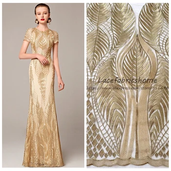 120cm by yard Gold metallic fabric on white netting embroidered /evening dress/ clothing lace fabric
120cm by yard Gold metallic fabric on white netting embroidered /evening dress/ clothing lace fabric