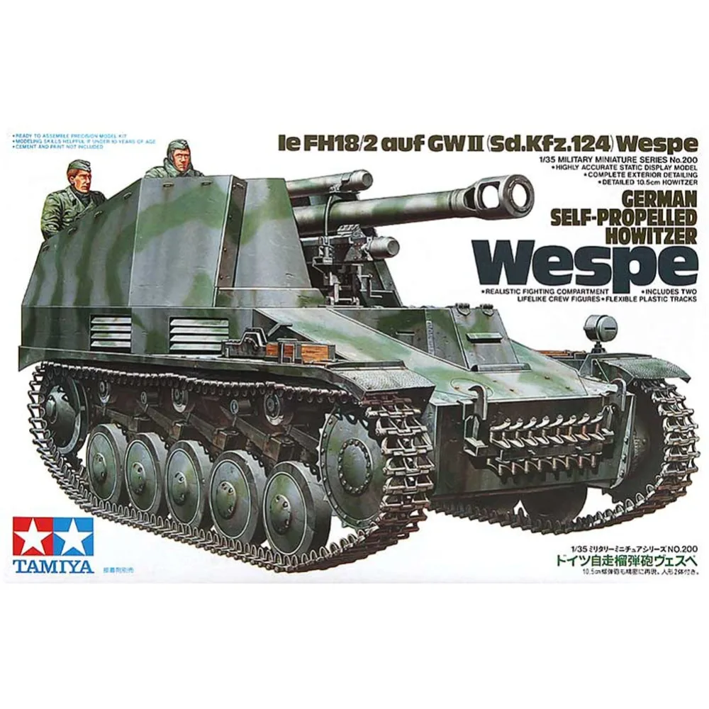 Tamiya 35200 1/35 German Self-Propelled Wespe Sd Kfz 124 Le FH18/2 Military AFV Assembly Model Building Kits
Tamiya 35200 1/35 German Self-Propelled Wespe Sd Kfz 124 Le FH18/2 Military AFV Assembly Model Building Kits