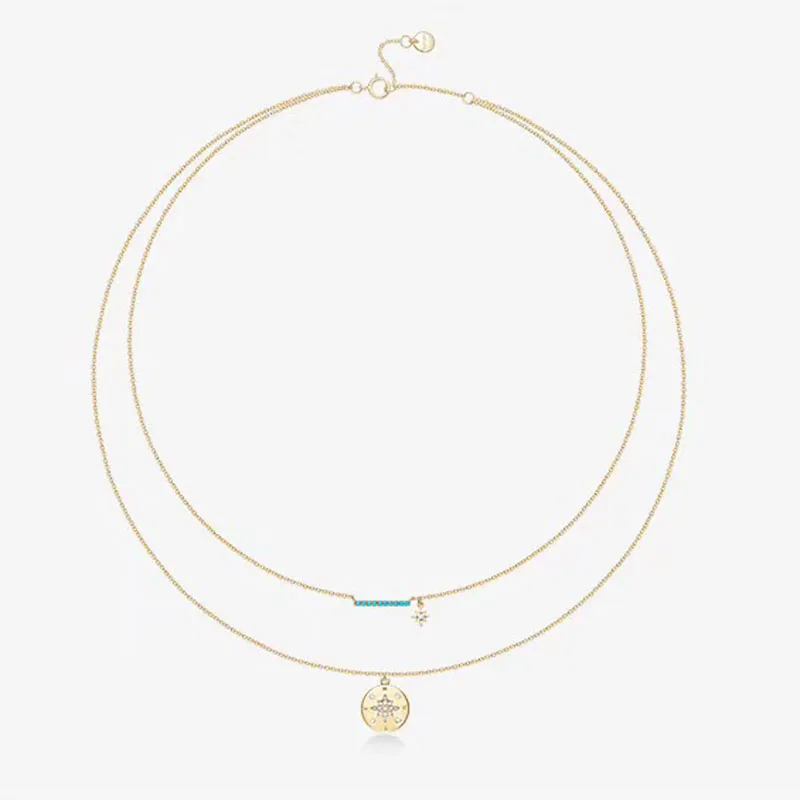 SLJELY Brand Design 925 Sterling Silver Micro Cubic Zirconia Stones Double Strand Compass Pendant Necklace Women Luxury Jewelry
SLJELY Brand Design 925 Sterling Silver Micro Cubic Zirconia Stones Double Strand Compass Pendant Necklace Women Luxury Jewelry