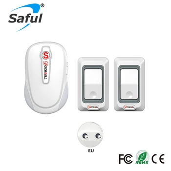 Saful EU Plug-in Wireless Door Bell Waterproof Push Button Doorbell with 2 Outdoor Transmitter + 1 Indoor Receiver
Saful EU Plug-in Wireless Door Bell Waterproof Push Button Doorbell with 2 Outdoor Transmitter + 1 Indoor Receiver