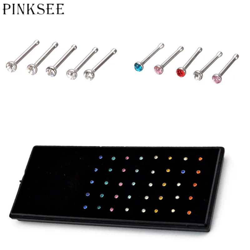 Pinksee 40Pcs/Box 1.8mm Elegant Crystal Stainless Steel Nose Stud Fashion Rhinestone Body Piercing Jewelry
Pinksee 40Pcs/Box 1.8mm Elegant Crystal Stainless Steel Nose Stud Fashion Rhinestone Body Piercing Jewelry