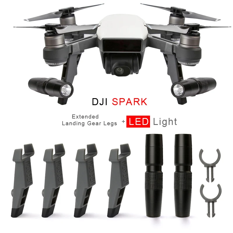 For DJI Spark 4 Pcs Extended Landing Gear+2 Pcs LED Headlamp Light Kit Drone Accessories Set
For DJI Spark 4 Pcs Extended Landing Gear+2 Pcs LED Headlamp Light Kit Drone Accessories Set