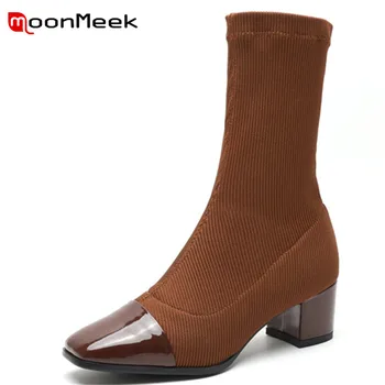 MoonMeek 2020 fashion autumn winter boots woman square toe stretch fabric+cow leather boots ladies high heels mid clalf boots
MoonMeek 2020 fashion autumn winter boots woman square toe stretch fabric+cow leather boots ladies high heels mid clalf boots