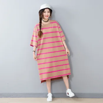 2020 Summer New Arrival Women Dress Plus Size Long Korean Style Striped Short Sleeves Cotton Free Shipping
2020 Summer New Arrival Women Dress Plus Size Long Korean Style Striped Short Sleeves Cotton Free Shipping