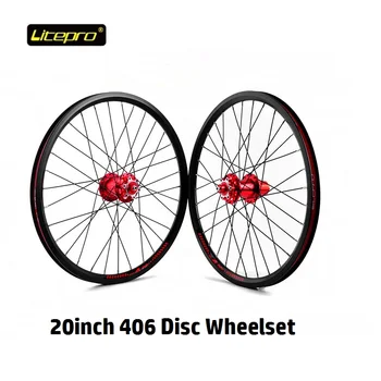 Bicycle Wheel Set Folding Bike 20inch 406 Disc Brake Wheelset 32H Hub Front Rear Quick Release and High Pressure Tire Cushion
