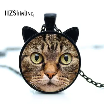 

CN-0016 2017 New Cat Pendant Necklace Cat Face Jewelry Cat Ear Pendant Glass Cabochon Necklace Gifts Foir Children HZ2