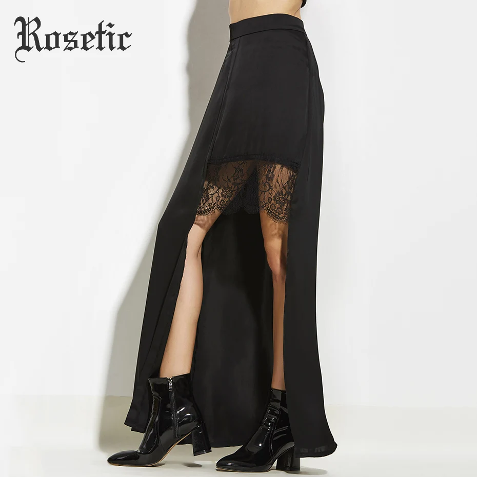 Rosetic Fashion Women Gothic Style Sexy Asymmetrical Patchwork Chiffon Skirt Hollow out Lace Elegant Party Long Skirts
Rosetic Fashion Women Gothic Style Sexy Asymmetrical Patchwork Chiffon Skirt Hollow out Lace Elegant Party Long Skirts