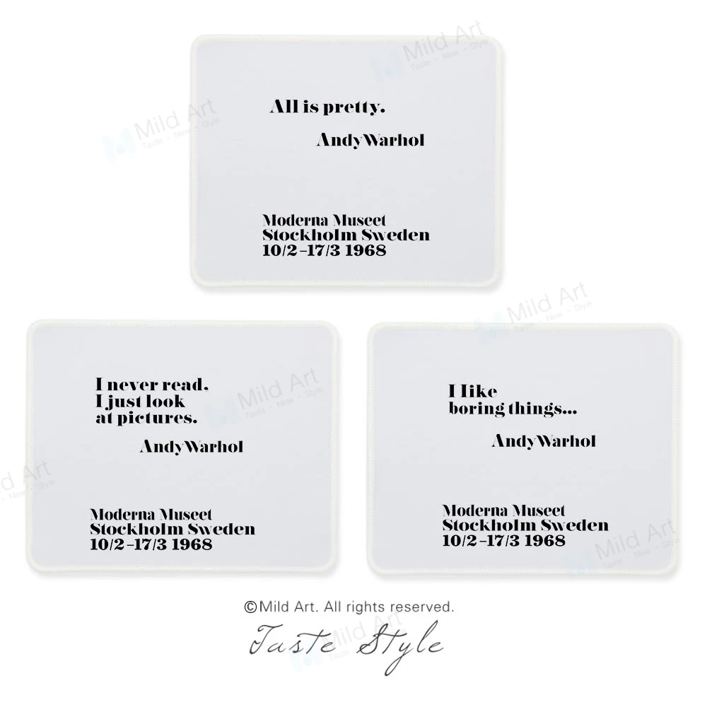 Nordic Minimalist Black and White Andy Warhol Quotes Pop Custom Prints Personalized Gifts PC Gaming Computer Mouse Pads Mats Set
Nordic Minimalist Black and White Andy Warhol Quotes Pop Custom Prints Personalized Gifts PC Gaming Computer Mouse Pads Mats Set