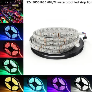 12v 5m RGB LED Strip Light 5050 SMD Diode RGB Tape ip65 waterproof Flexible LED Ribbon 60L/M high quality double pcb 12-15lm
12v 5m RGB LED Strip Light 5050 SMD Diode RGB Tape ip65 waterproof Flexible LED Ribbon 60L/M high quality double pcb 12-15lm