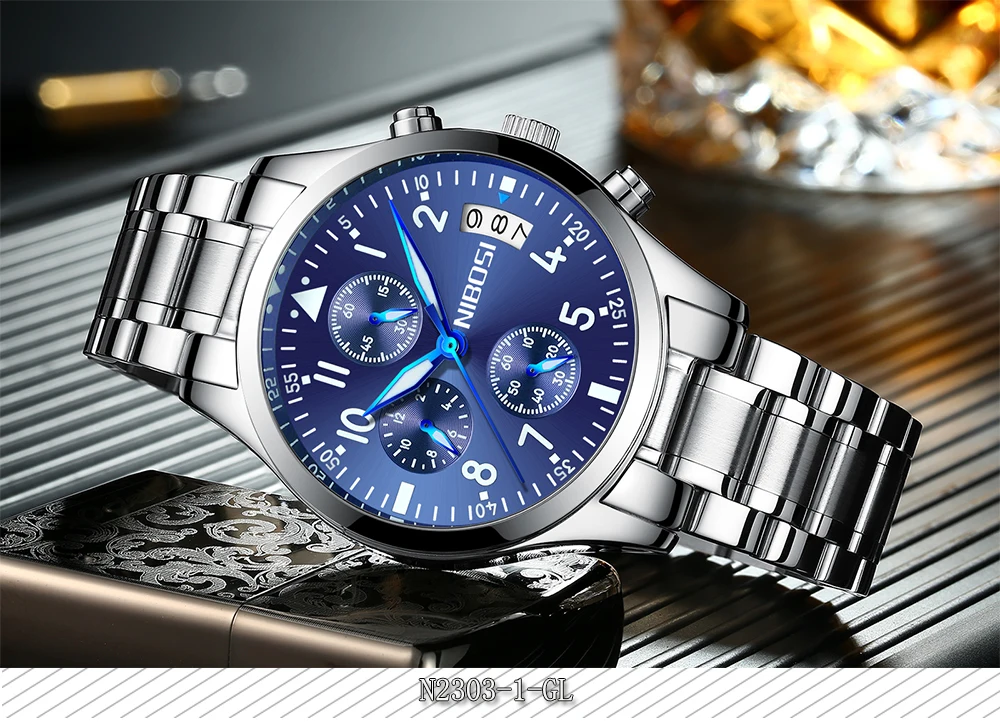 Relogio Masculino NIBOSI Mens Watches Top Brand Luxury Famous Brand Watch Men Waterproof Stainless Steel Sport Watch For Men (37)