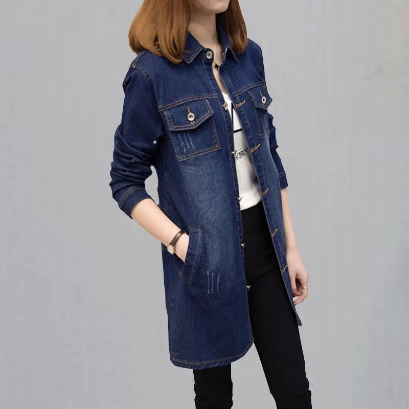 Spring women outerwear 2018 new large size long-sleeved female denim jacket medium long single-breasted ladies windbreaker cw089
Spring women outerwear 2018 new large size long-sleeved female denim jacket medium long single-breasted ladies windbreaker cw089