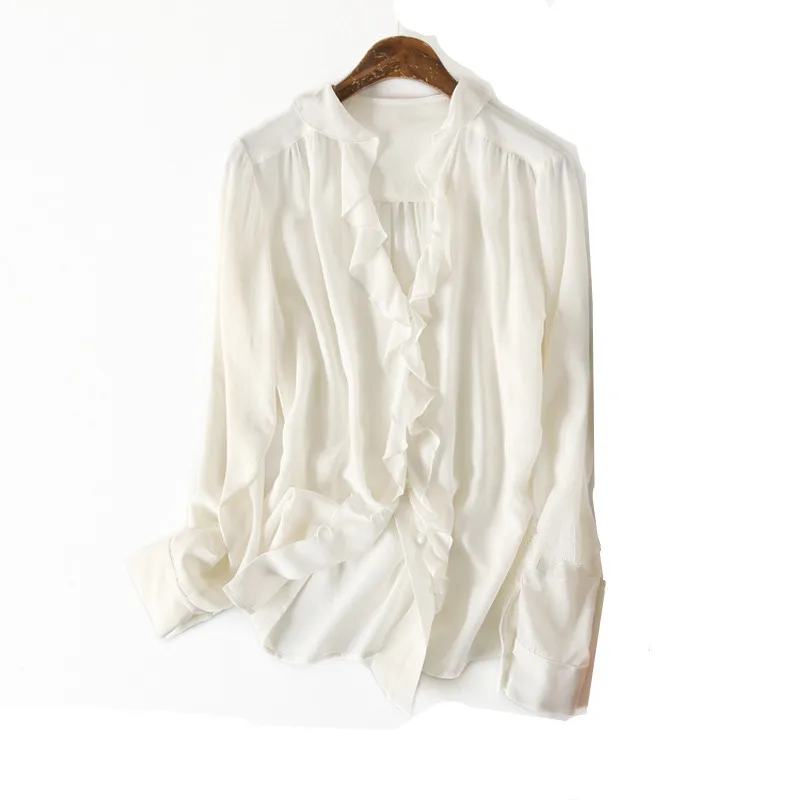 100% natural silk Blouses V neck white Long Sleeve Real Silk Blouse Tops with ruffles for women Office Wear Shirts work Blouses
100% natural silk Blouses V neck white Long Sleeve Real Silk Blouse Tops with ruffles for women Office Wear Shirts work Blouses