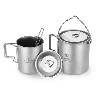 TOMSHOO 3 Pieces Set Titanium 750ml Pot 450ml Water Cup Mug with Lid Collapsible Handle Folding Spork Lightweight Titanium
TOMSHOO 3 Pieces Set Titanium 750ml Pot 450ml Water Cup Mug with Lid Collapsible Handle Folding Spork Lightweight Titanium