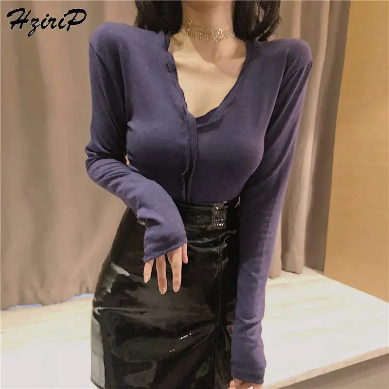 HziriP 2019 Spring Autumn Stylish Blouse Elastic Elegant High Quality Cotton Solid Simple Sexy Fresh V-Neck All-Match 5 Colors
HziriP 2019 Spring Autumn Stylish Blouse Elastic Elegant High Quality Cotton Solid Simple Sexy Fresh V-Neck All-Match 5 Colors