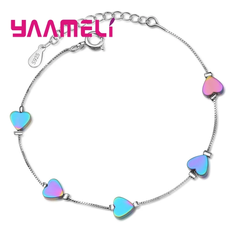 Fashion Casual 925 Sterling Silver Jewelry Bracelet Bangles For Women Girls Laser light Color Heart Shape Jewelry Present Wholes
Fashion Casual 925 Sterling Silver Jewelry Bracelet Bangles For Women Girls Laser light Color Heart Shape Jewelry Present Wholes