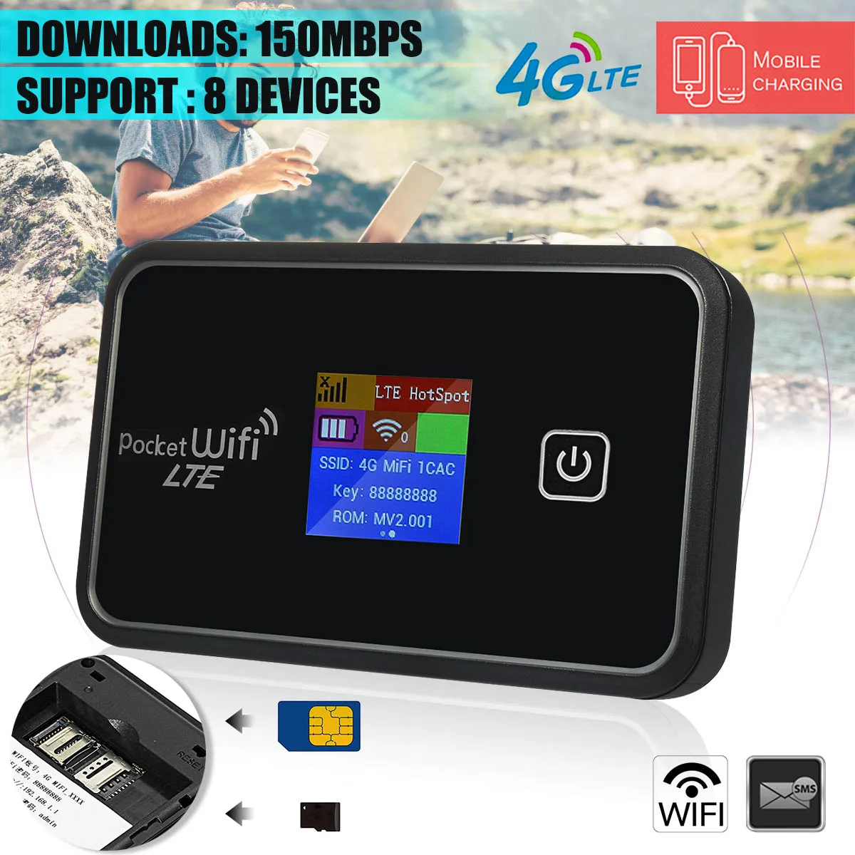6 In 1 Portable 4G Mobile WiFi Module MIFI Wireless Portable Hot spot Router Broadband LCD With Battery For smartphone
6 In 1 Portable 4G Mobile WiFi Module MIFI Wireless Portable Hot spot Router Broadband LCD With Battery For smartphone