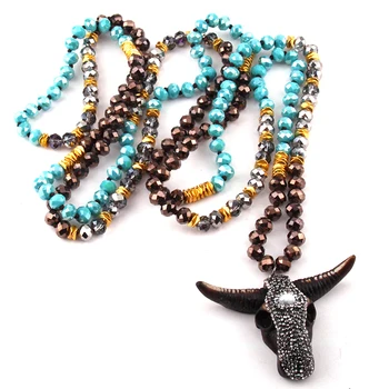 Fashion Bohemian Jewelry 150cm Long Knotted Metal Spacer Multi Crystal Horn Pendant Necklace For Women Ethnic Necklace
Fashion Bohemian Jewelry 150cm Long Knotted Metal Spacer Multi Crystal Horn Pendant Necklace For Women Ethnic Necklace