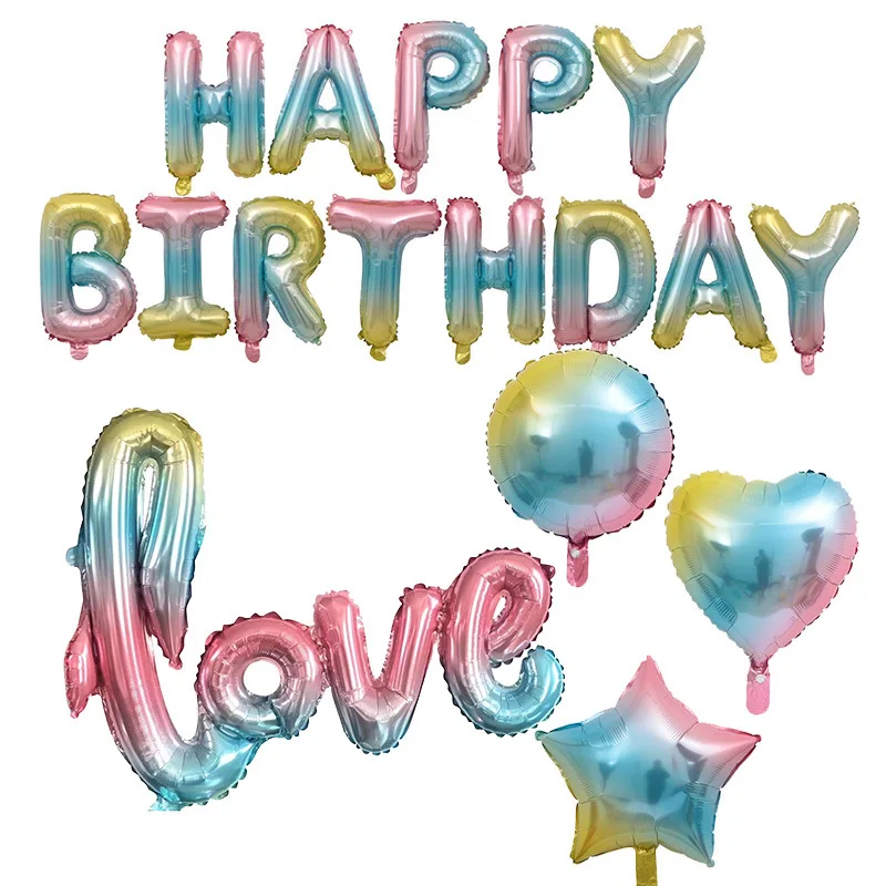 Gradient Color Love Happy Birthday Letter Foil Balloon Rainbow Star Number Balloon Wedding Birthday Party Baby Shower Decor
Gradient Color Love Happy Birthday Letter Foil Balloon Rainbow Star Number Balloon Wedding Birthday Party Baby Shower Decor