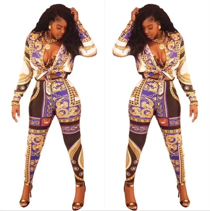 New fall/winter 2018, ethnic African clothing, Dashiki, digital printing, deep v-neck, sexy body, 2-piece set
New fall/winter 2018, ethnic African clothing, Dashiki, digital printing, deep v-neck, sexy body, 2-piece set